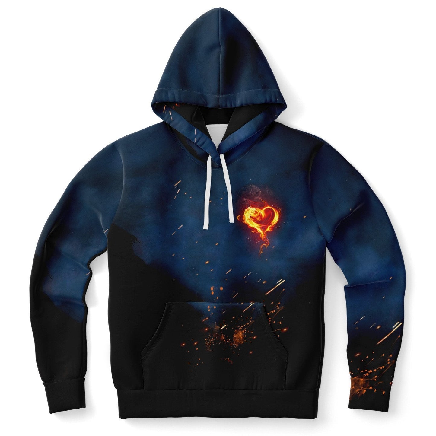 Flaming Heart Navy Ember Rave Hoodie