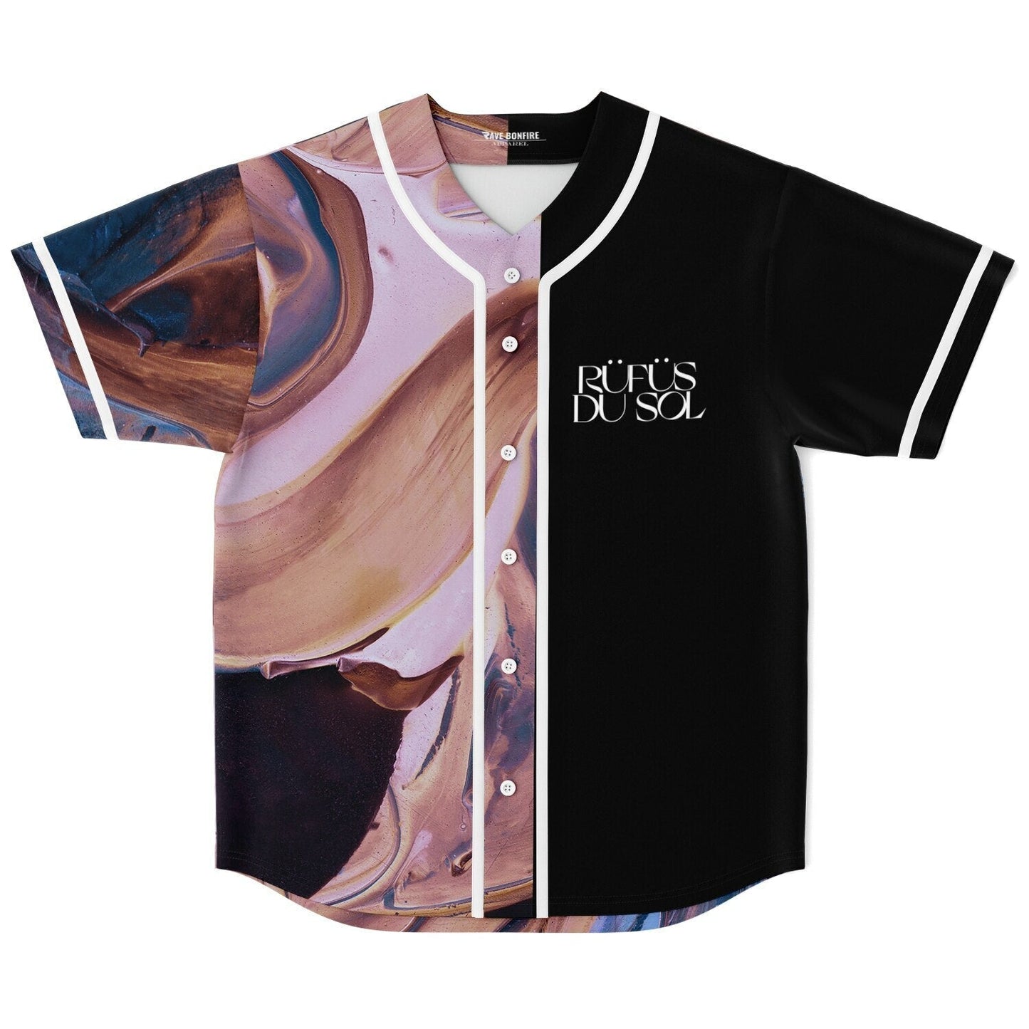RÜFÜS DU SOL Black Swirling Oil Rave Baseball Jersey