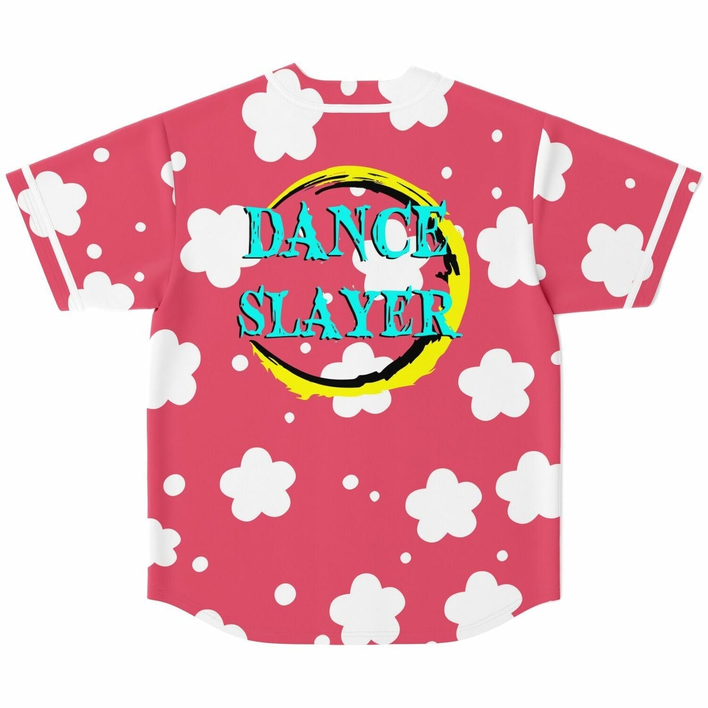 Coral Pink White Flower Rave Baseball Jersey