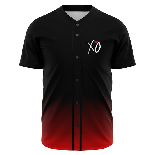 Black Red Weeknd Xo Rave Baseball Jersey