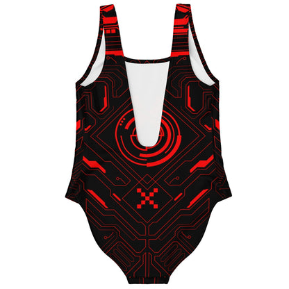 Black Futuristic Circuit Rave Swimsuit