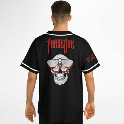 Phase One Black Chest Wordmark Rave Baseball Jersey