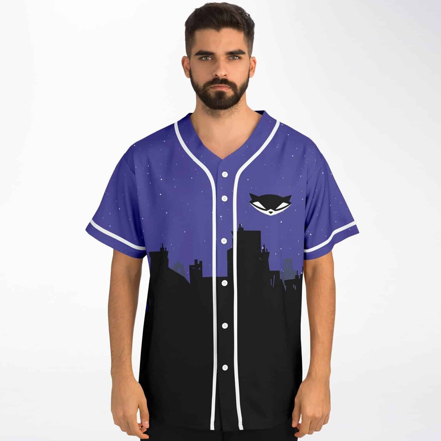 Purple Night Starry Cityscape Rave Baseball Jersey