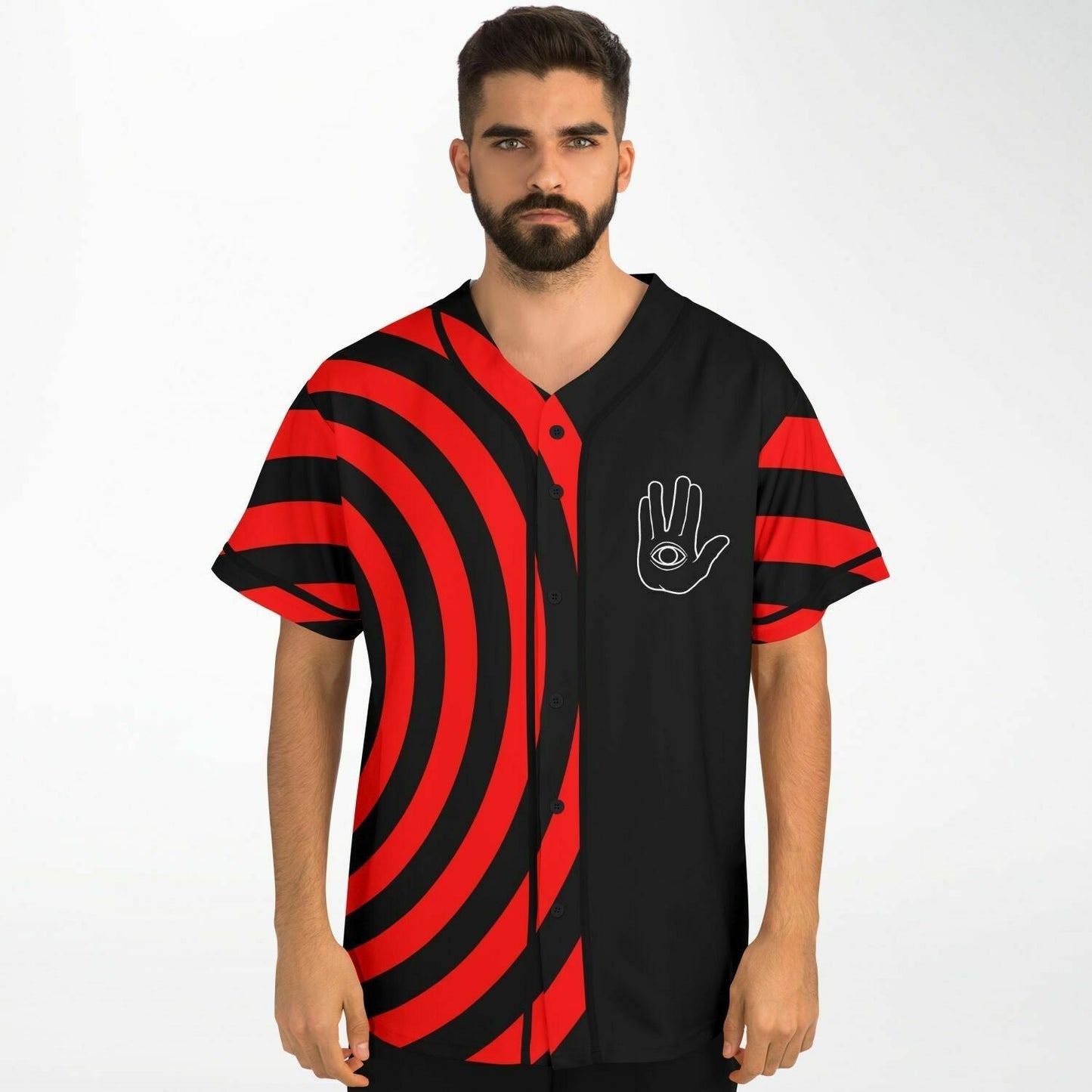 Black Bright Hypnotic Concentric Rave Baseball Jersey