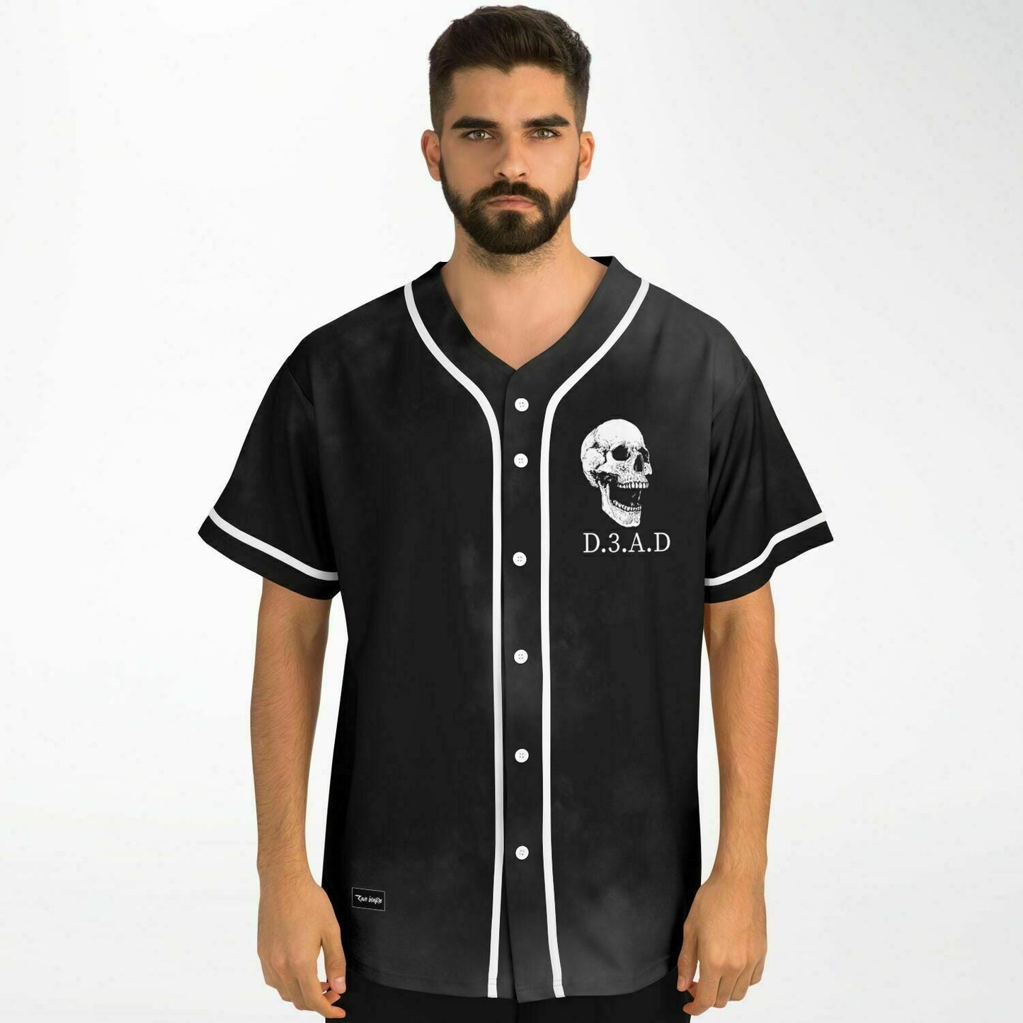 Black Smoky Grungy Wash Rave Baseball Jersey