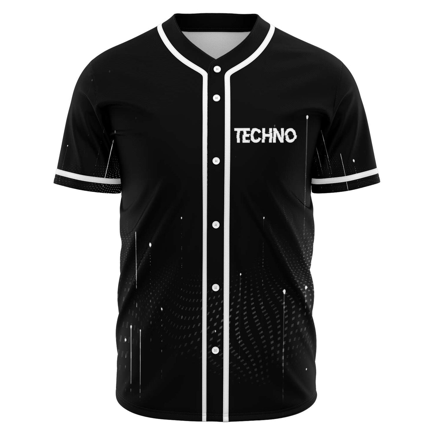 Black Distressed ‘Techno’ Rave Baseball Jersey