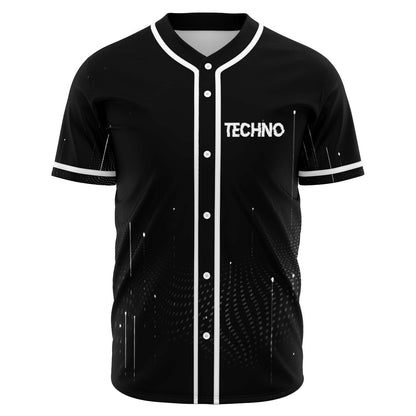 Black Distressed ‘Techno’ Rave Baseball Jersey