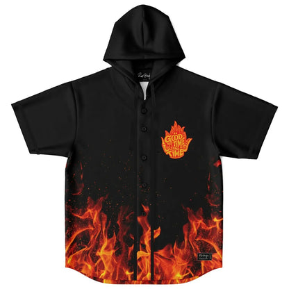 Black Cyber Rave Hooded Baseball Jersey