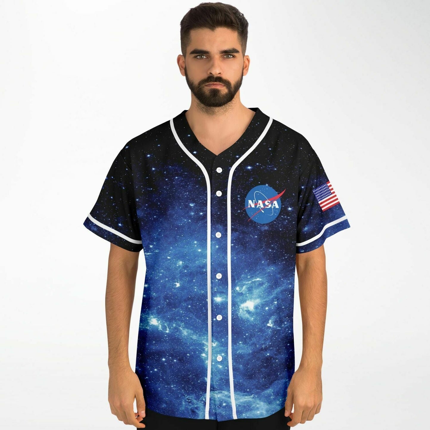Deep Blue Starfield Rave Baseball Jersey