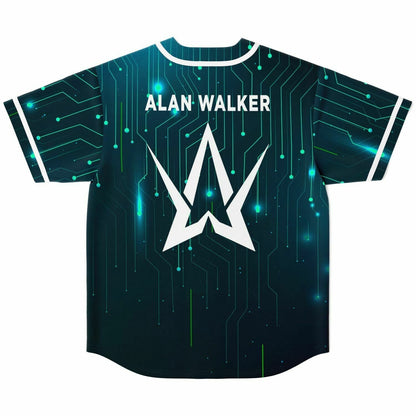 Alan Walker Dark Teal Glowing Tech Rave Baseball Jersey