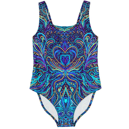 Deep Navy Symmetrical Psychedelic Rave Swimsuit
