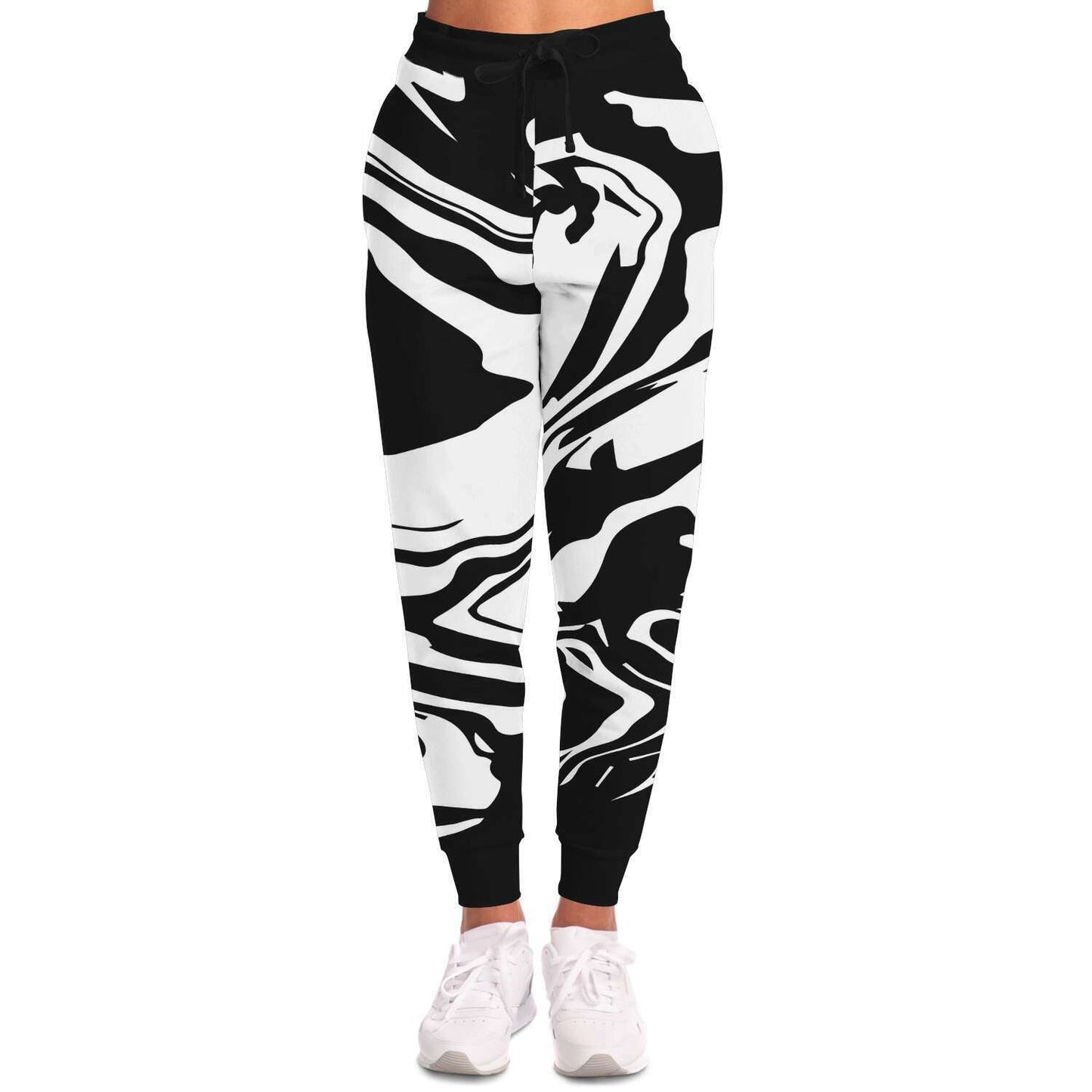 Black White Liquid Marble Rave Joggers