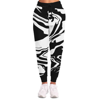 Black White Liquid Marble Rave Joggers