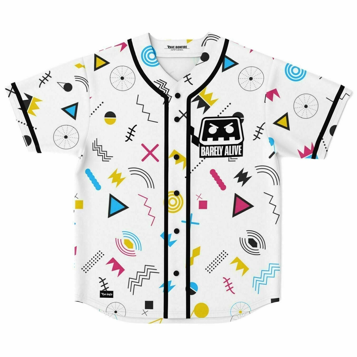 Barely Alive White 80S Rave Baseball Jersey