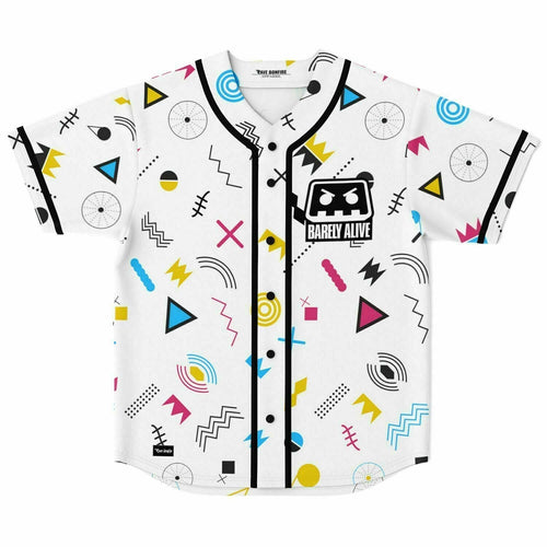 Barely Alive White 80S Rave Baseball Jersey