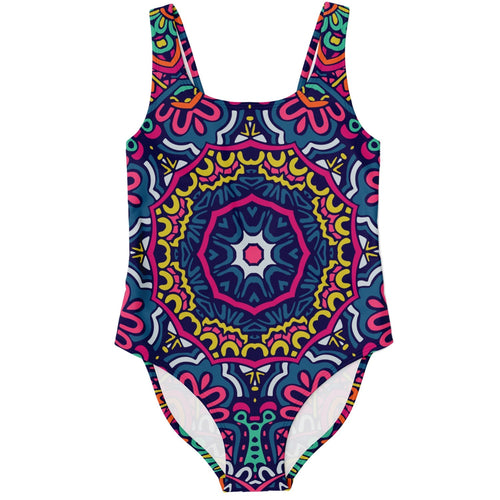 Navy Blue Symmetrical Mandala Rave Swimsuit