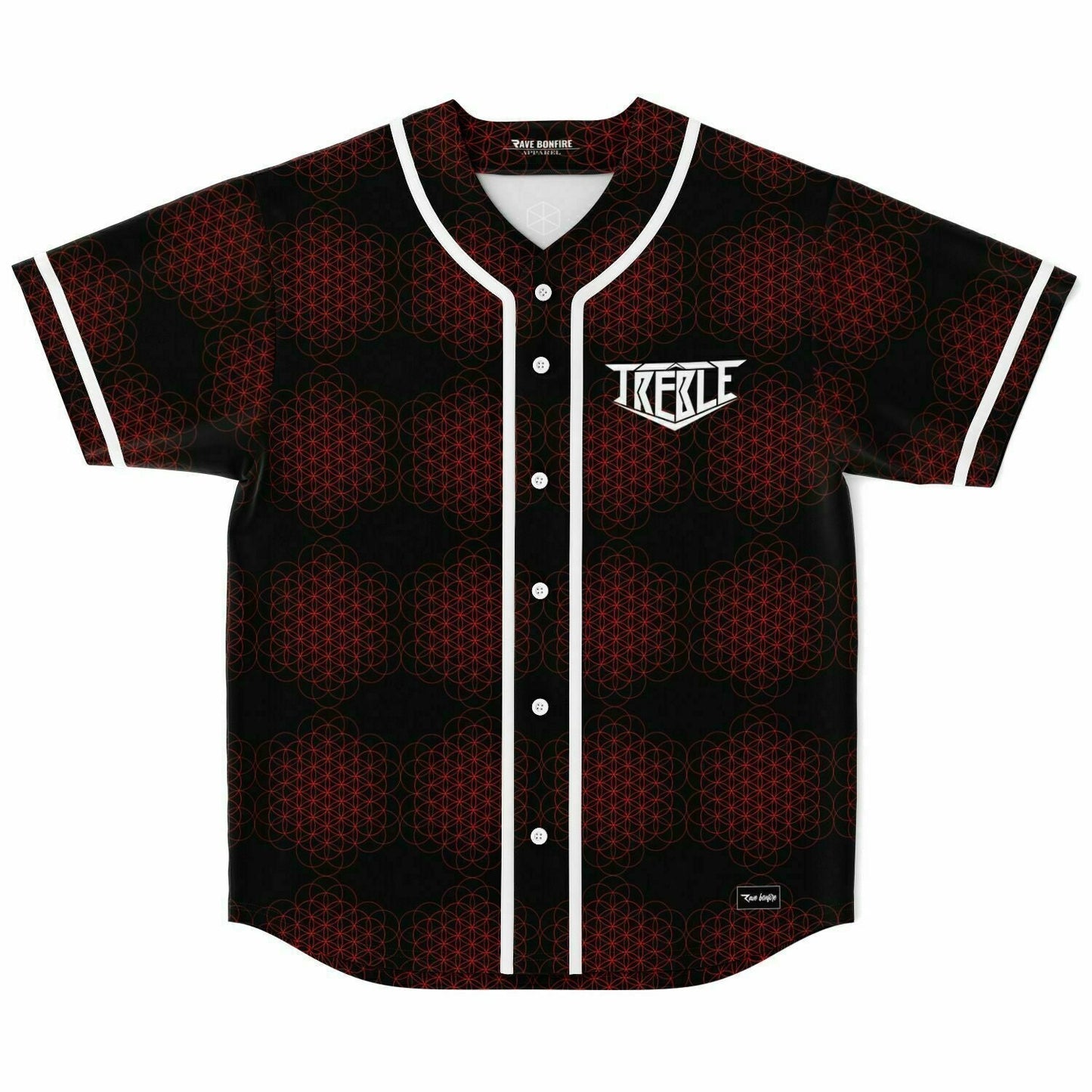 Treble Black Repeating Red Rave Baseball Jersey