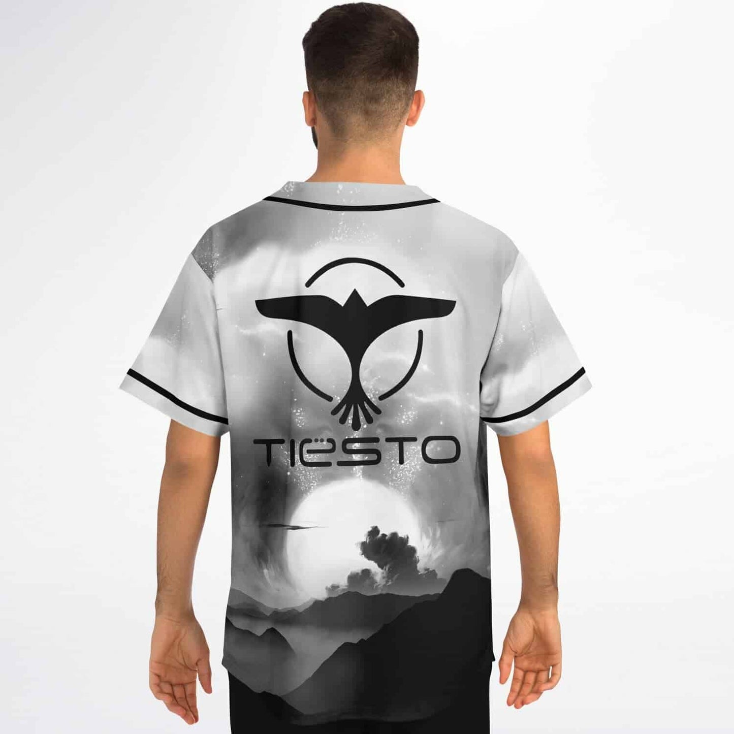 Tiesto Grayscale Black Cosmic Rave Baseball Jersey