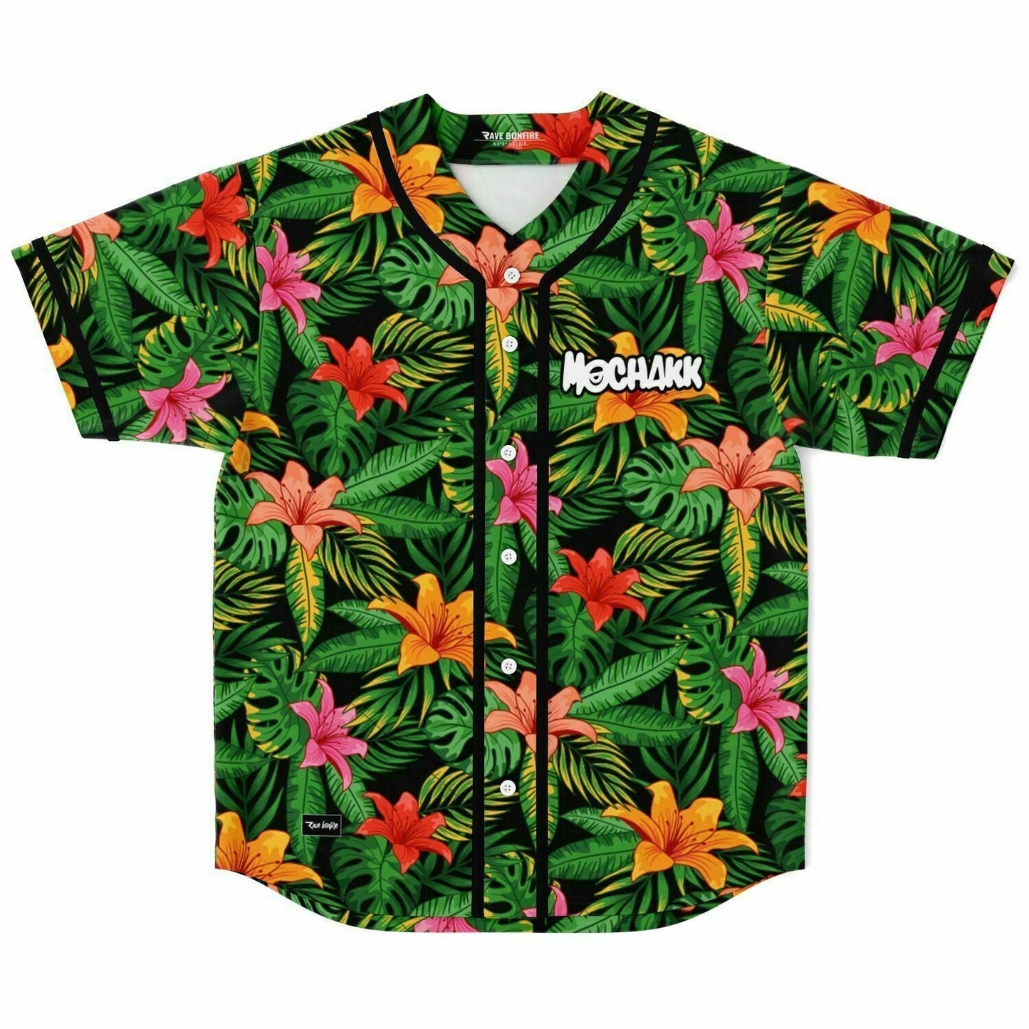 Mochakk Green Tropical Jungle Leaves Rave Baseball Jersey