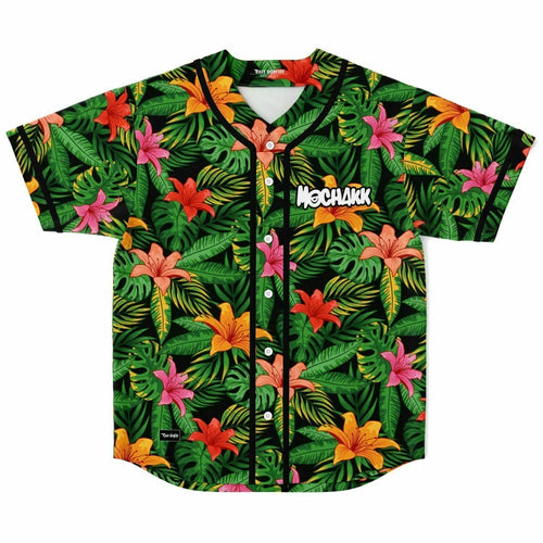 Mochakk Green Tropical Jungle Leaves Rave Baseball Jersey