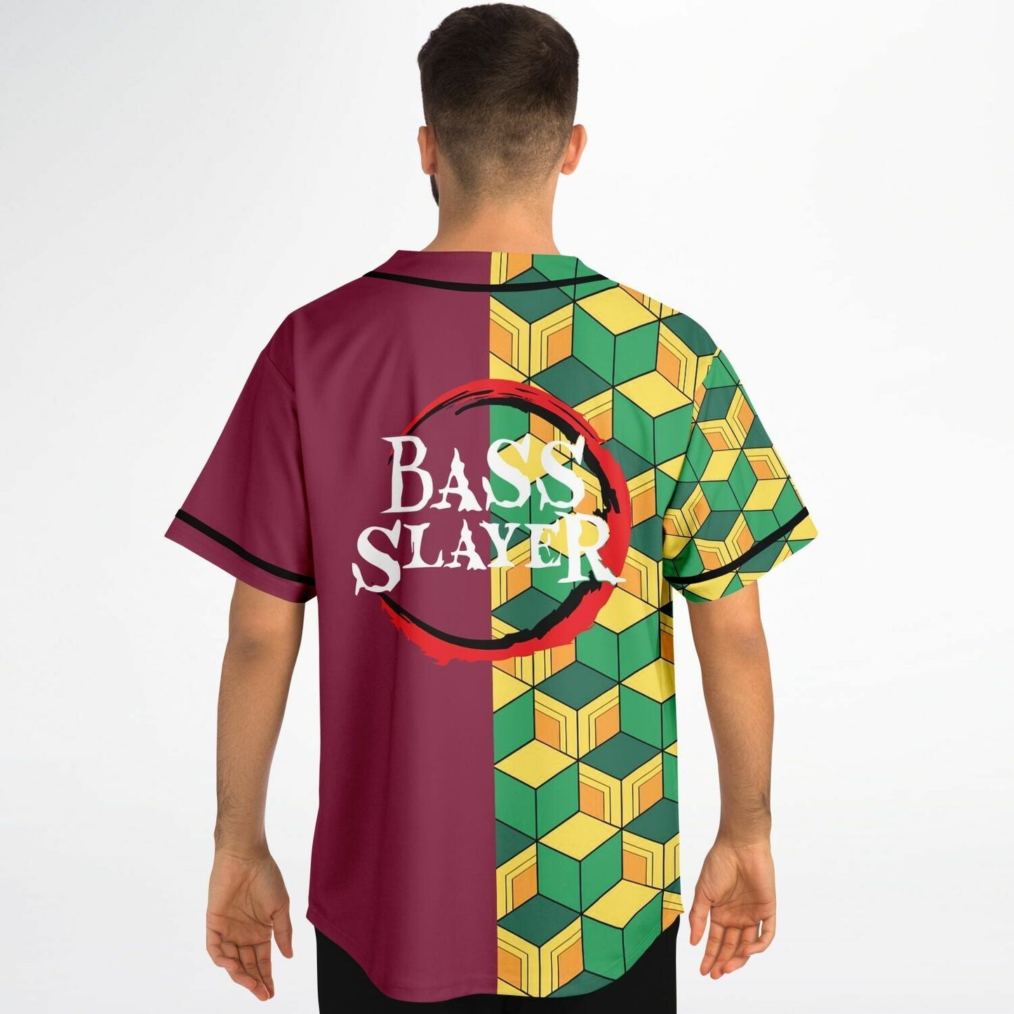 Green Yellow Split Rave Baseball Jersey