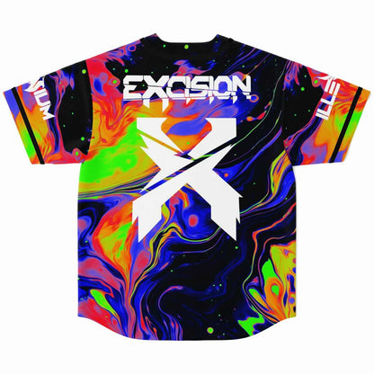 Excision Black Trippy Liquid Rave Baseball Jersey
