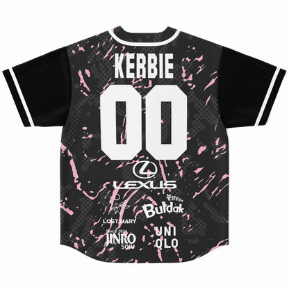 Black Pink Splatter Camo Rave Baseball Jersey