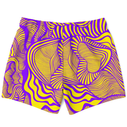 Purple Yellow Warped Op Rave Swim Trunks