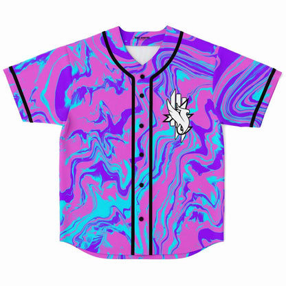 Pink Liquid Marble Rave Baseball Jersey