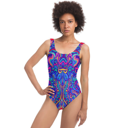 Royal Blue Symmetrical Psychedelic Rave Swimsuit
