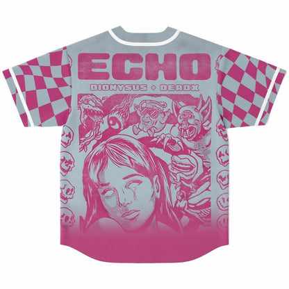 Dionysus Pink Warped Checkerboard Rave Baseball Jersey