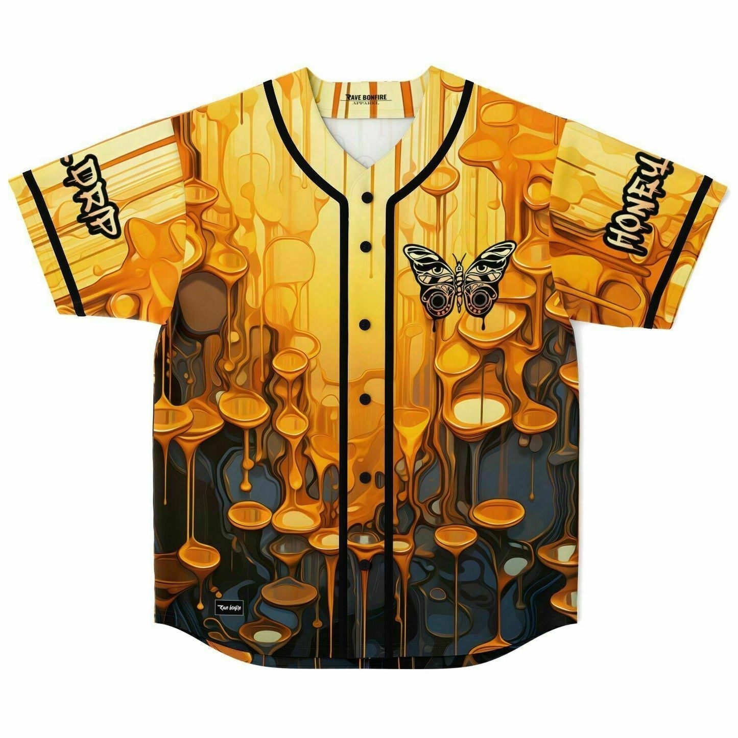 Wreckno Golden Yellow Dripping Honey Rave Baseball Jersey