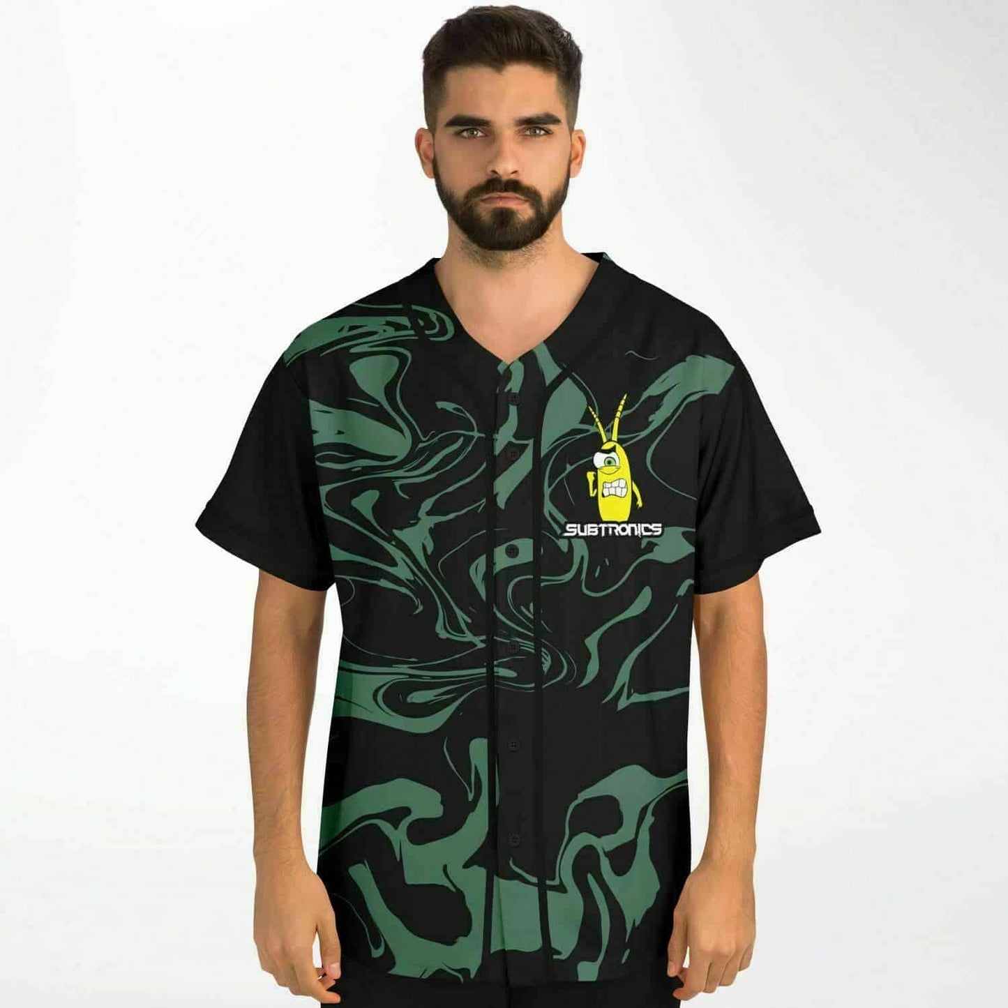 Subtronics Black Dark Green Liquid Rave Baseball Jersey
