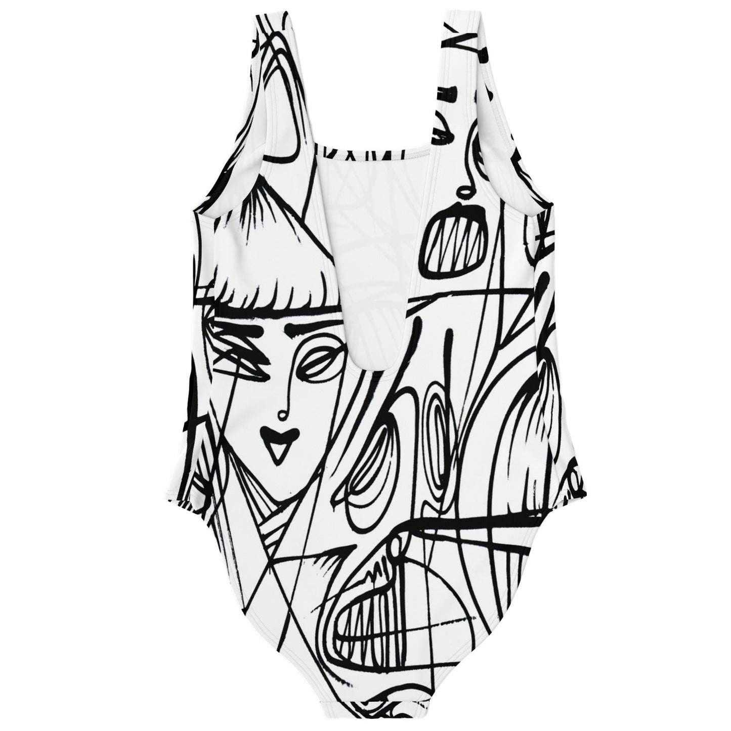 White Abstract Sketchy Rave Swimsuit