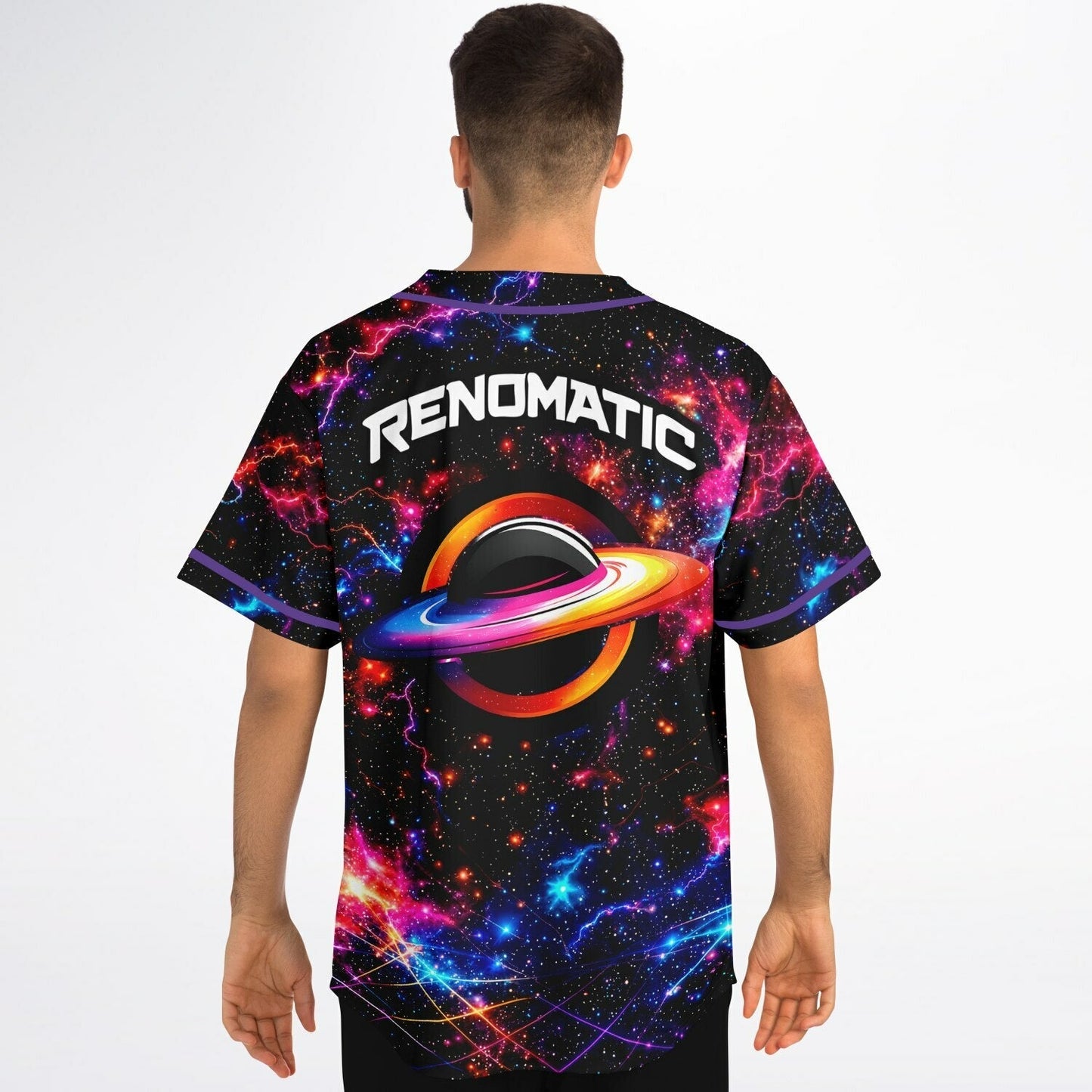 Renomatic Black Cosmic Galaxy Rave Baseball Jersey
