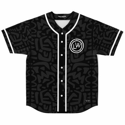Lost Woods Black Charcoal Tonal Tribal Rave Baseball Jersey