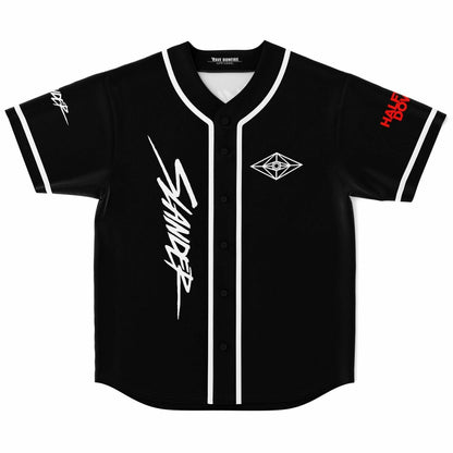 Slander Black Brushscript Wordmark Rave Baseball Jersey
