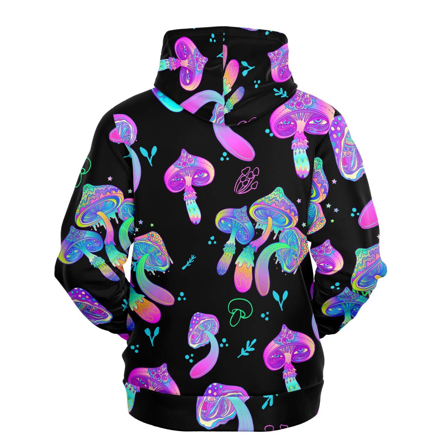 Neon Mushroom Forest Black Rave Hoodie