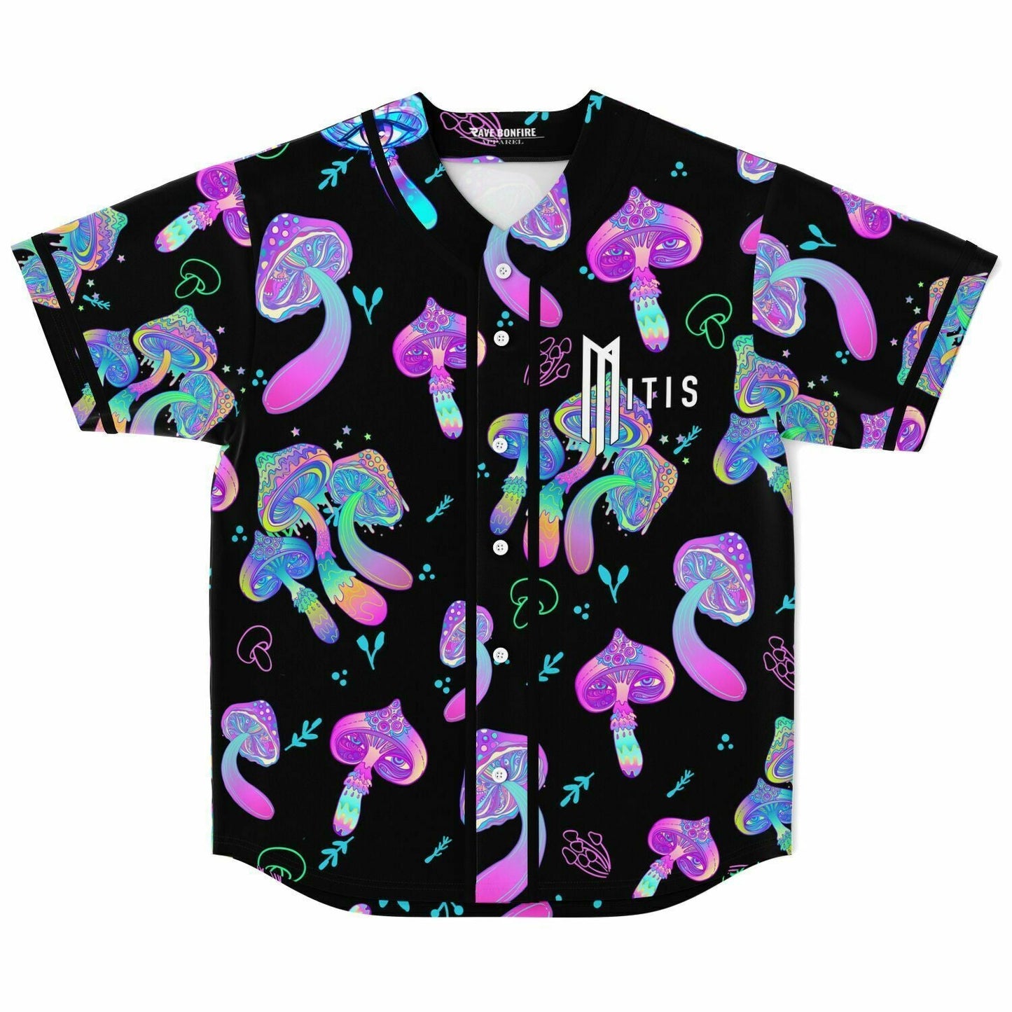 MitiS Black Psychedelic Glowing Rave Baseball Jersey