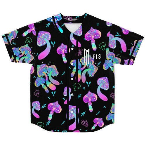 MitiS Black Psychedelic Glowing Rave Baseball Jersey