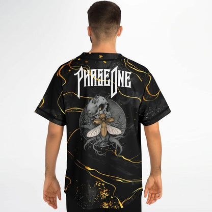 PhaseOne Black Charcoal Marble Rave Baseball Jersey