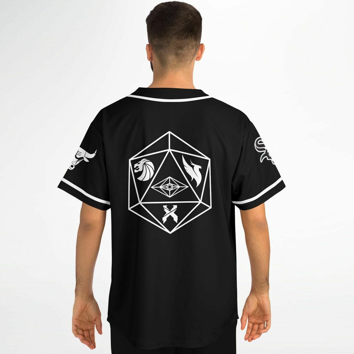 Black White Geometric Rave Baseball Jersey