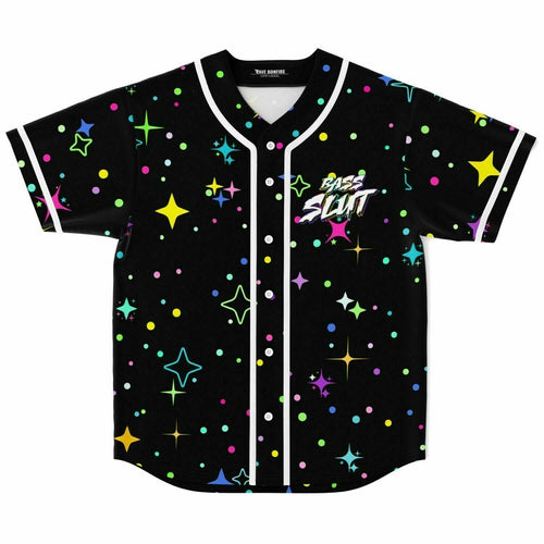 Black Scattered Colorful Rave Baseball Jersey