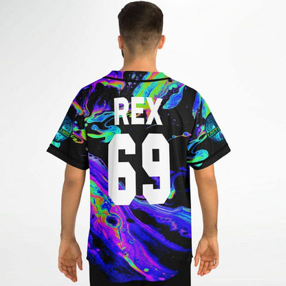 Black Psychedelic Liquid Rave Baseball Jersey