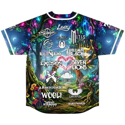 Electric Forest Dark Enchanted Magical Glowing Rave Baseball Jersey