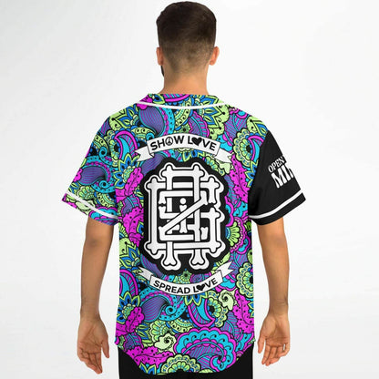 Big Gigantic Black Psychedelic Paisley Rave Baseball Jersey