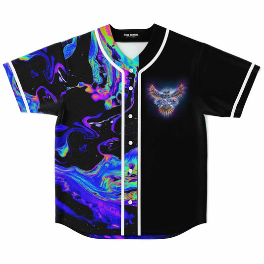 EDC Black Psychedelic Liquid Rave Baseball Jersey