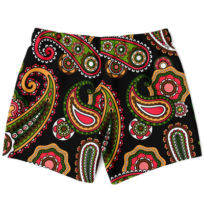 Black Paisley Rave Swim Trunks