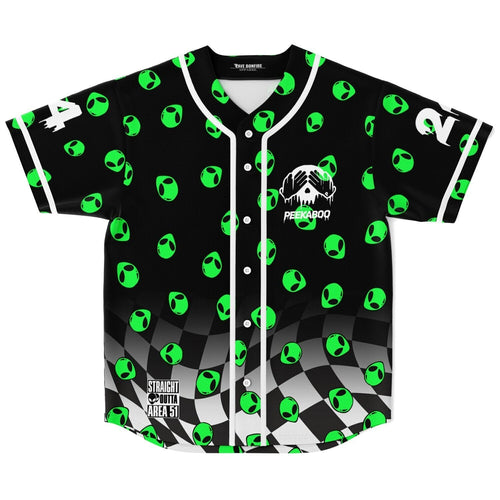 Black Repeating Green Rave Baseball Jersey