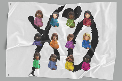 White Grid Pregnant Rave Flag